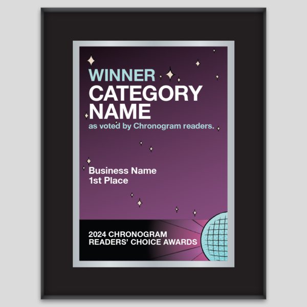 Chronogram Readers' Choice Award 2024 Winners Plaque