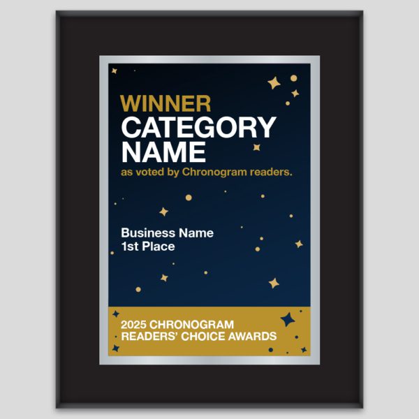 Chronogram Readers' Choice Award 2025 Winners Plaque