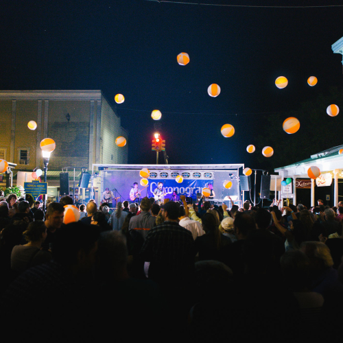 Beach-balls-fill-the-air-on-Wall-Street-as-Bishop-Allen-performs-at-the-Chronogram-Block-Party